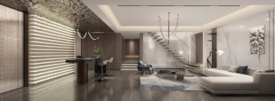 现代地下娱乐室3D模型下载